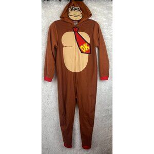 Donkey Kong Boys Medium 10/12 Long Sleeve Hooded Pajamas Costume Union Suit
